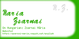 maria zsarnai business card